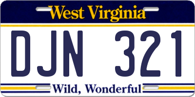 WV license plate DJN321