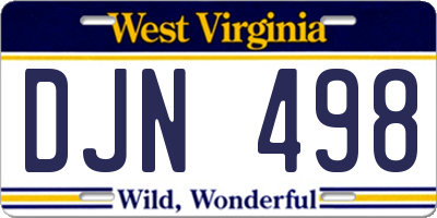 WV license plate DJN498