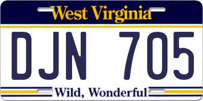 WV license plate DJN705
