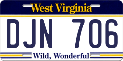 WV license plate DJN706