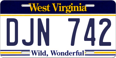 WV license plate DJN742