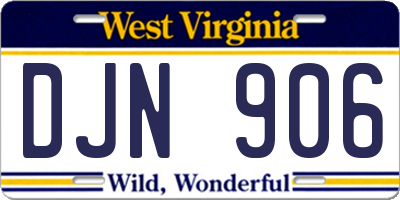 WV license plate DJN906