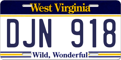 WV license plate DJN918
