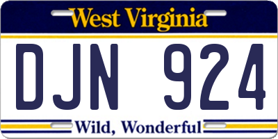 WV license plate DJN924