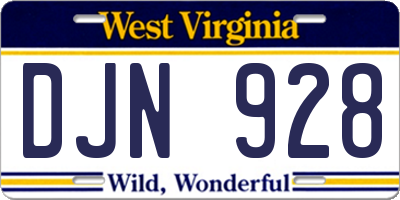 WV license plate DJN928