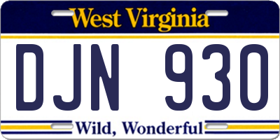 WV license plate DJN930