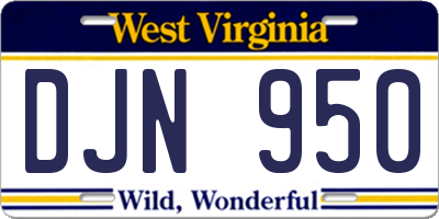 WV license plate DJN950