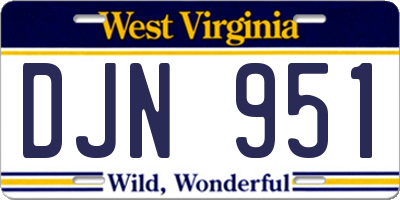WV license plate DJN951