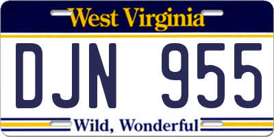 WV license plate DJN955