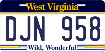 WV license plate DJN958