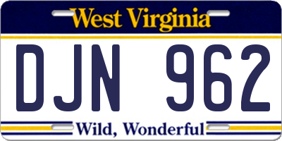 WV license plate DJN962