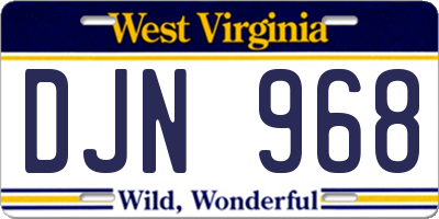 WV license plate DJN968