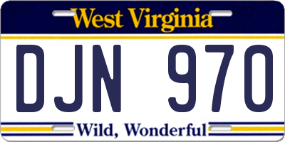 WV license plate DJN970