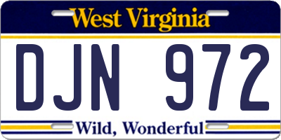 WV license plate DJN972