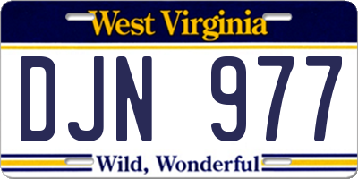 WV license plate DJN977
