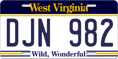 WV license plate DJN982