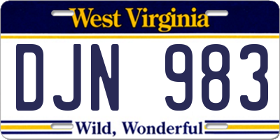 WV license plate DJN983