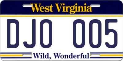WV license plate DJO005