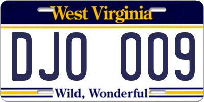 WV license plate DJO009
