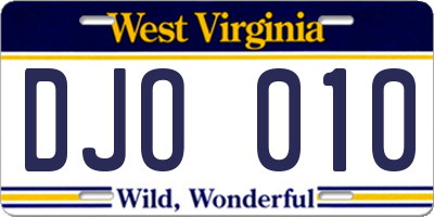 WV license plate DJO010