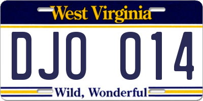 WV license plate DJO014
