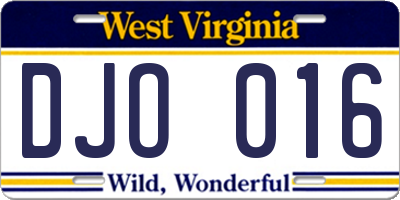 WV license plate DJO016