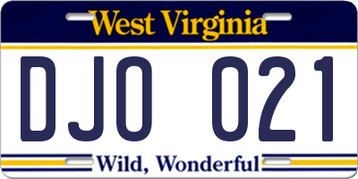 WV license plate DJO021