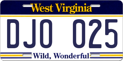 WV license plate DJO025