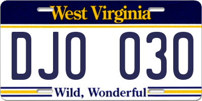 WV license plate DJO030