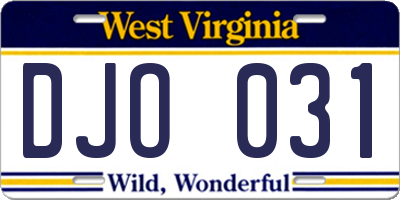 WV license plate DJO031