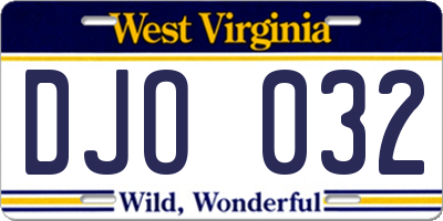 WV license plate DJO032