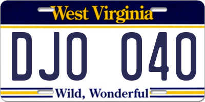 WV license plate DJO040
