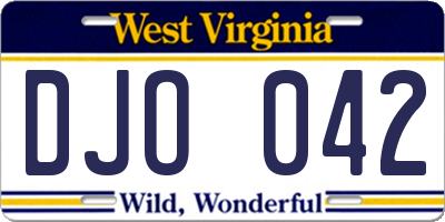 WV license plate DJO042