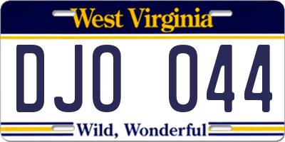 WV license plate DJO044