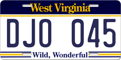 WV license plate DJO045