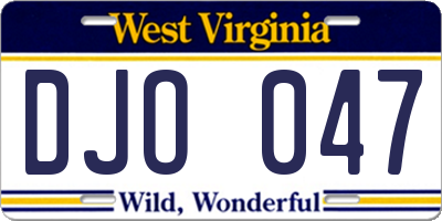 WV license plate DJO047