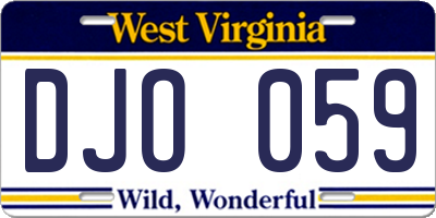WV license plate DJO059