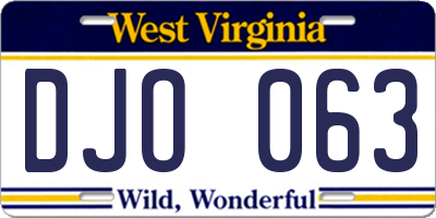 WV license plate DJO063