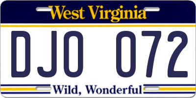 WV license plate DJO072