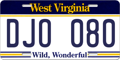 WV license plate DJO080