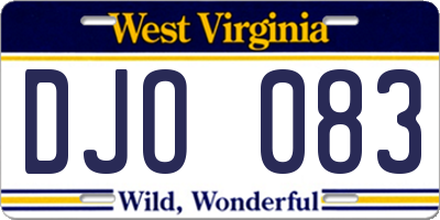 WV license plate DJO083