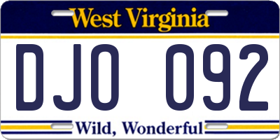 WV license plate DJO092