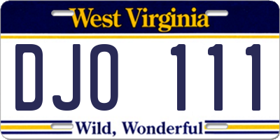 WV license plate DJO111