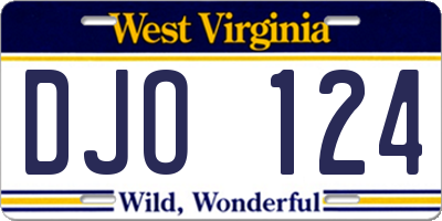 WV license plate DJO124
