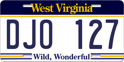 WV license plate DJO127