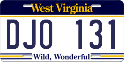 WV license plate DJO131