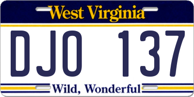WV license plate DJO137