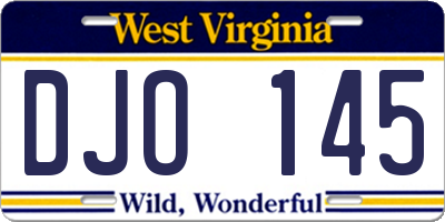 WV license plate DJO145