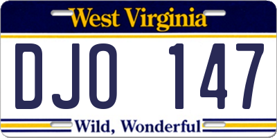 WV license plate DJO147