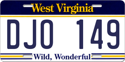 WV license plate DJO149